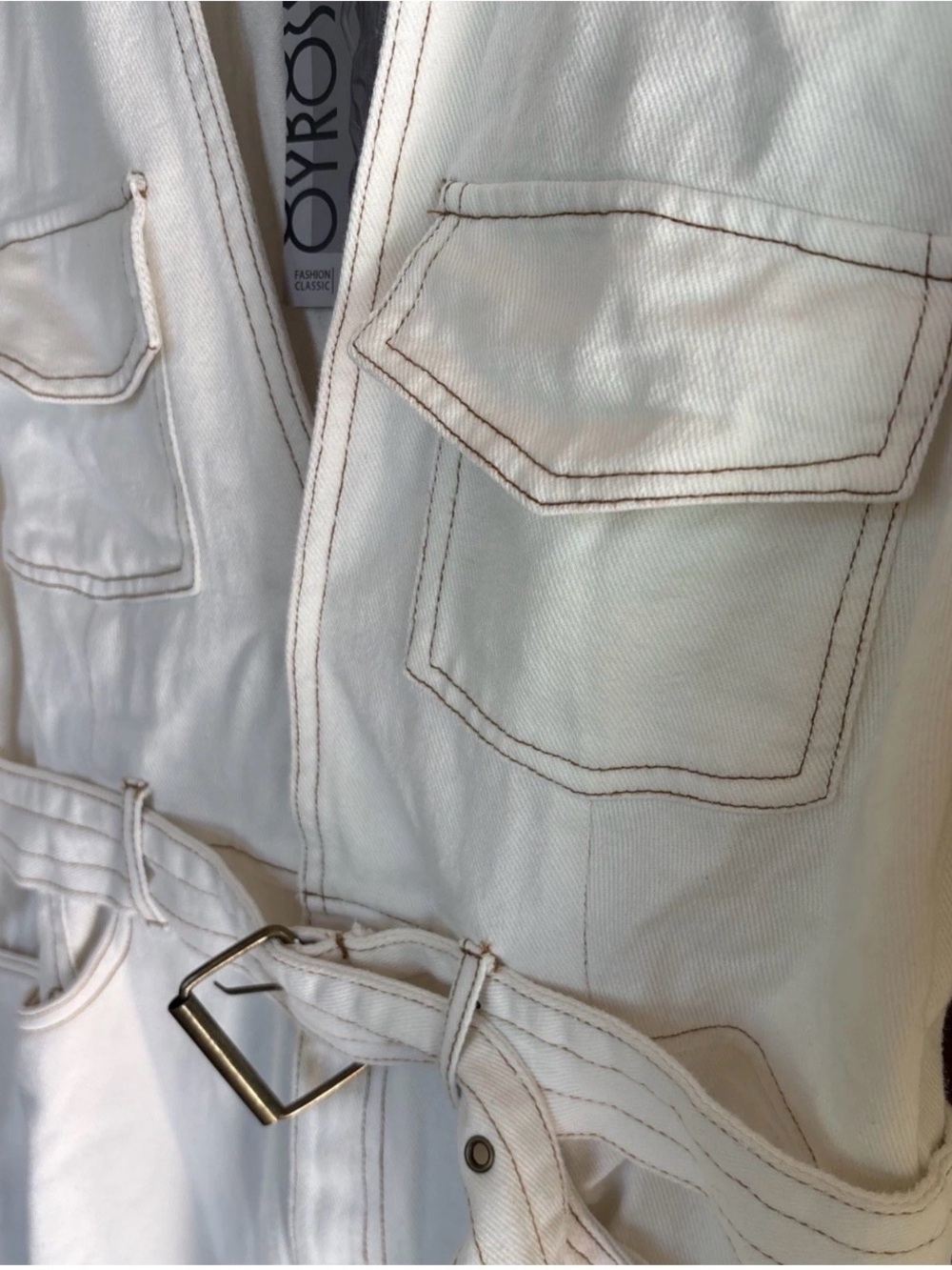 Oyrosy White Denim Look Vintage Inspired Dress Large - Picture 4 of 5